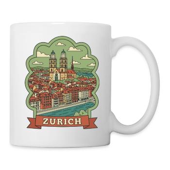 Zurich Grossmunster Retro Travel Badge - Mug - white - Right