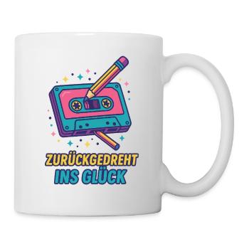 Kassette Neon Retro Druck - Tasse - Weiß - Rechts