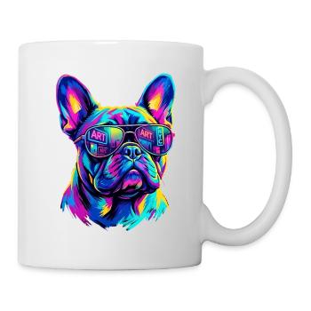 Pop Art Französische Bulldogge NYC Brille - Tasse - Weiß - Rechts