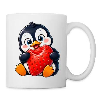 Cute Penguin Cartoon Strawberry Summer Joy - Mug - white - Right