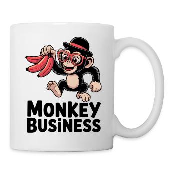 Affe mit Bananen und Hut - Tasse - Weiß - Rechts