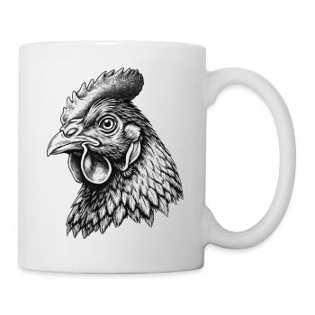 Henne Kopf – Dessin détaillé - Mug blanc - blanc - Droite