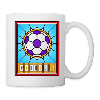 Buntglas-Fußball - Tasse - Weiß - Rechts