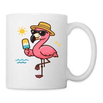 Flamingo Beach Hero avec glace - Mug blanc - blanc - Droite