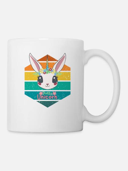 Pastell-Einhorn und Blumenkrone - Tasse - Weiß
