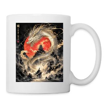 Dragon ancestral et pagode rouge - Mug blanc - blanc - Droite