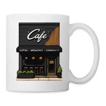Café-Eck: Kaffee, Frühstück, Community - Tasse - Weiß - Rechts