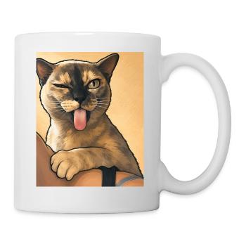 Katzenwink: Zunge raus Cartoon-Kätzchen - Tasse - Weiß - Rechts
