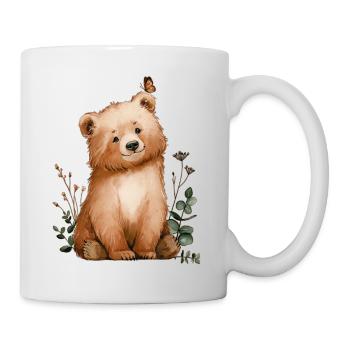Ours avec papillon - Mug blanc - blanc - Droite
