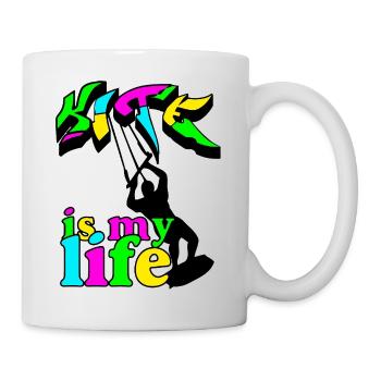 Kite Surfing is my Life Kiteboarding, Kitesurfer - Tasse - Weiß - Rechts