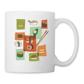 Kunterbuntes Sushi-Collage ohne Hintergrund - Tasse - Weiß - Rechts