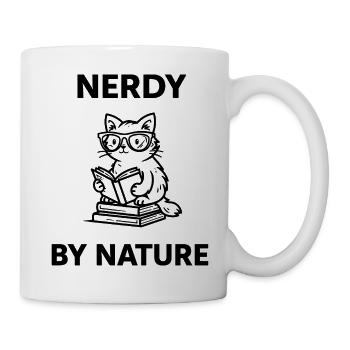 Nerdy By Nature Katze Brille Bücherwurm Spruch - Tasse - Weiß - Rechts