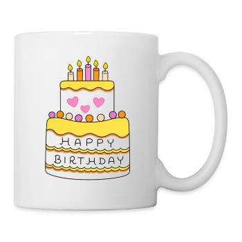 Colorful birthday cake with hearts - Mug - white - Right