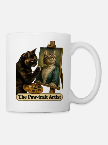 L’artiste du trait de patte - Chat peintre - Mug blanc - blanc
