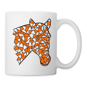 Orange Mosaic Horse - Mug - white - Right