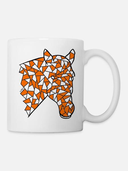 Orange-Mosaik-Pferd - Tasse - Weiß