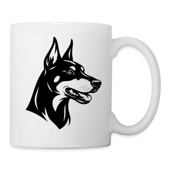 Tête de doberman Côté Noir - Mug blanc - blanc - Droite