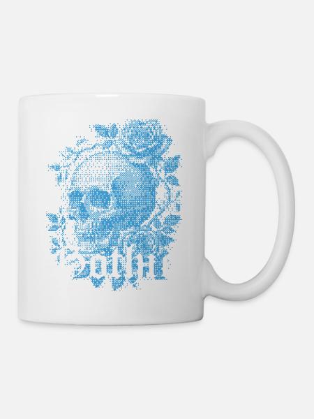 Gotischer Schädel mit Rosen - Tasse - Weiß