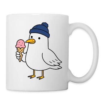 Mouette avec chapeau et glace - Mug blanc - blanc - Droite