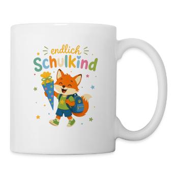 Endlich Schulkind Fuchs mit Zuckertüte - Tasse - Weiß - Rechts