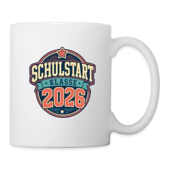 Schulstart 2026 Retro Abzeichen - Tasse - Weiß - Rechts