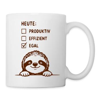 Lässiger Faultier Humor: Egal-Checkliste - Tasse - Weiß - Rechts