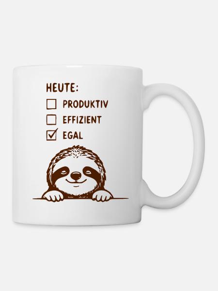 Lässiger Faultier Humor: Egal-Checkliste - Tasse - Weiß