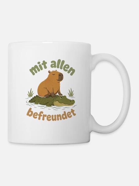 Capybara Alligator Freundschaft - Tasse - Weiß