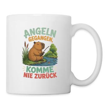 Angeln gegangen – komme nie zurück - Tasse - Weiß - Rechts