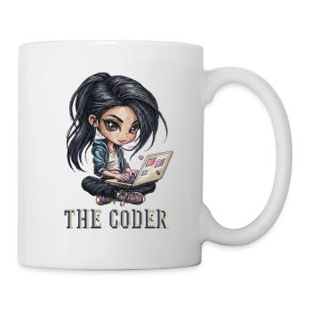 Coderin am Laptop – Pixel-Look - Tasse - Weiß - Rechts