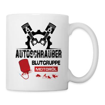 Autoschrauber Blutgruppe Motoröl KFZ Mechaniker - Tasse - Weiß - Rechts