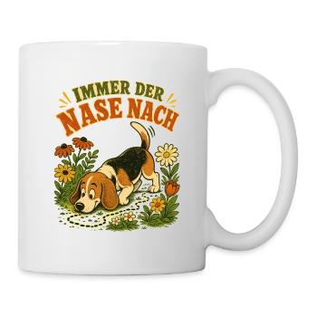 Beagle Immer der Nase nach - Tasse - Weiß - Rechts