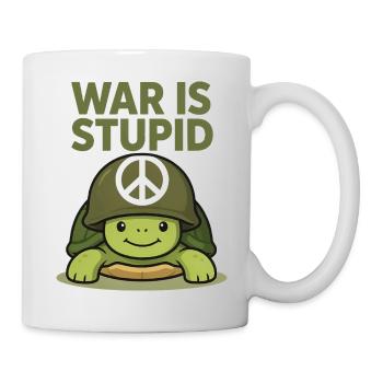 War Is Stupid Schildkröte mit Peace Zeichen - Tasse - Weiß - Rechts