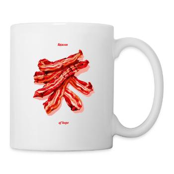 Bacon de l’espoir : rayures rouges dorées - Mug blanc - blanc - Droite