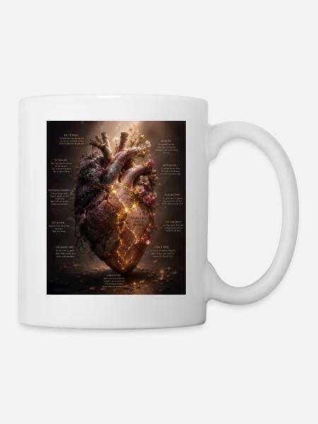 Leuchtendes Blütenherz – Bruch und Heilung - Tasse - Weiß