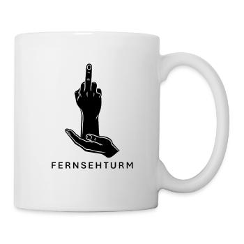 FERNSEHTURM - Mittelfinger Lineart Schwarz - Tasse - Weiß - Rechts