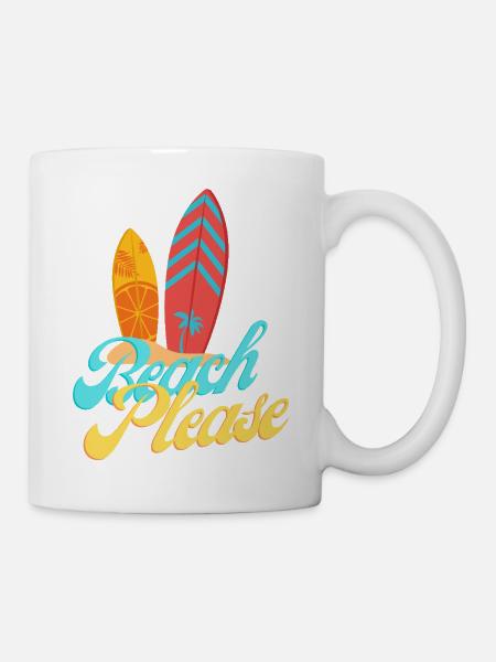 Plage, s’il vous plaît, surfez Palm Sunset - Mug blanc - blanc