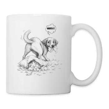 Worth It – Guilty Dog Pillow Disaster - Mug - white - Right