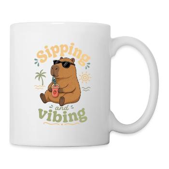 Sipping Cabybara Vibes on Beach - Mug - white - Right