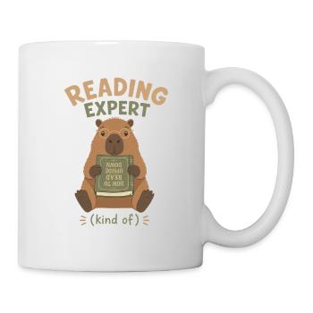 Cabybara : Expert en lecture : Livre à l’envers - Mug blanc - blanc - Droite