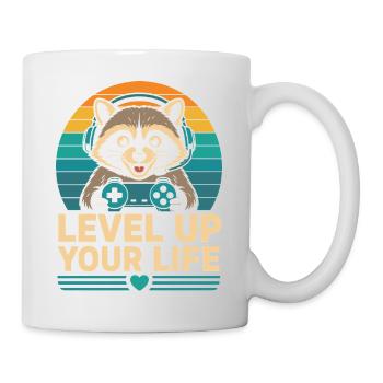 Level Up Your Life Raccoon Gamer - Mug - white - Right