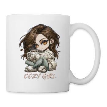 Cozy Girl Chibi Cocoa Winter Gift - Mug - white - Right