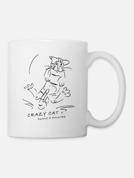 crazy cat - crazy 5 minutes for Helles - Mug - white