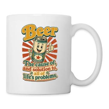Bière | Drôle de phrase de bière en style rétro - Mug blanc - blanc - Droite