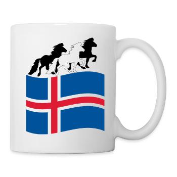 Drapeau islandais avec chevaux islandais - Mug blanc - blanc - Droite