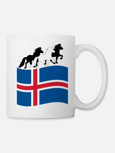 Drapeau islandais avec chevaux islandais - Mug blanc - blanc