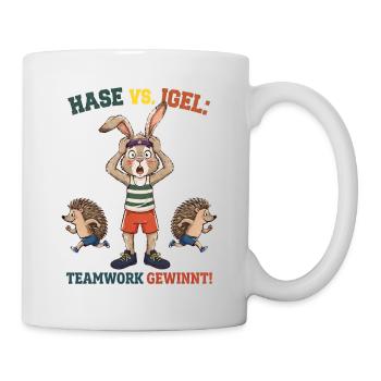 Hase vs. Igel Teamwork - Tasse - Weiß - Rechts