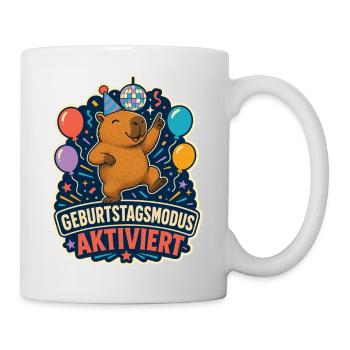 Geburtstagsmodus aktiviert – Party-Capybara - Tasse - Weiß - Rechts
