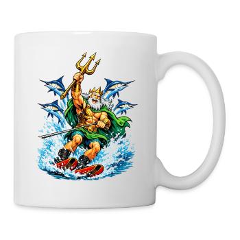 Neptune is water skiing - Mug - white - Right