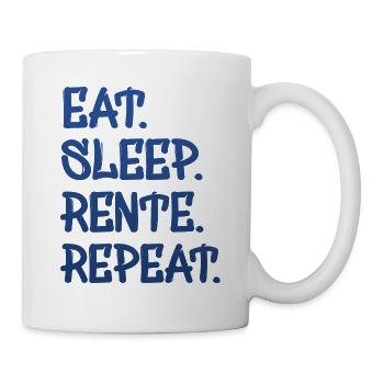 Eat Sleep Repeat Rente - Tasse - Weiß - Rechts